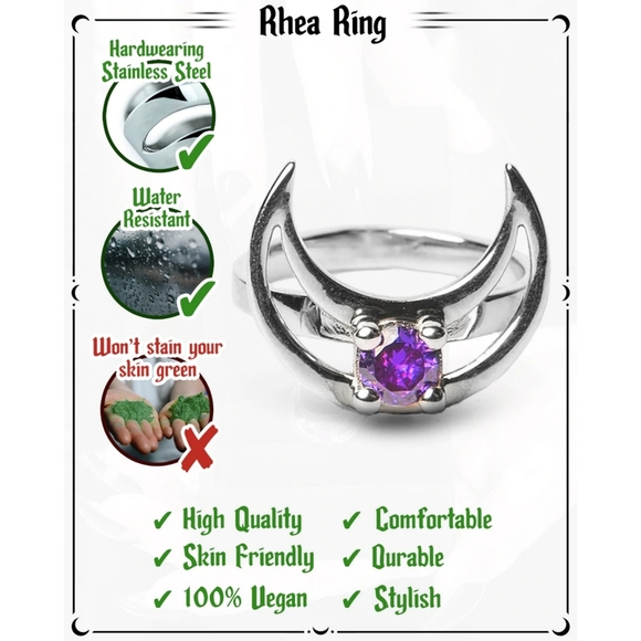 ♡ ROGUE + WOLF Mirror Stainless Steel Ring Rhea 925 Silver Amethyst Stone Purple - Picture 8 of 12